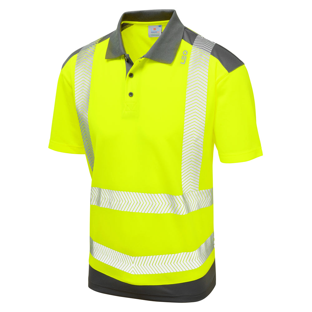 Leo EcoViz Performance+ Dual Colour Polo Shirt - Yellow/Grey