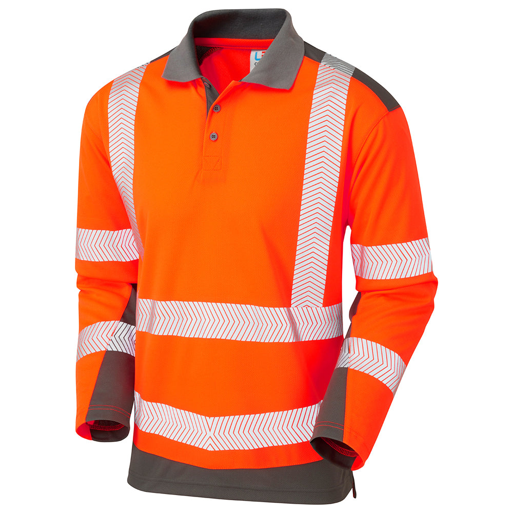 Leo EcoViz Performance+ Dual Colour Polo Shirt - Orange/Grey