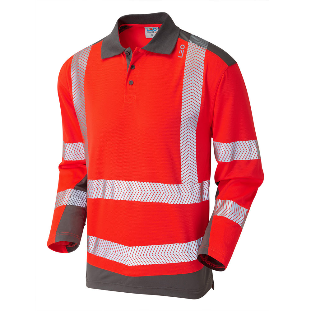 Leo EcoViz Performance+ Dual Colour Polo Shirt - Red/Grey