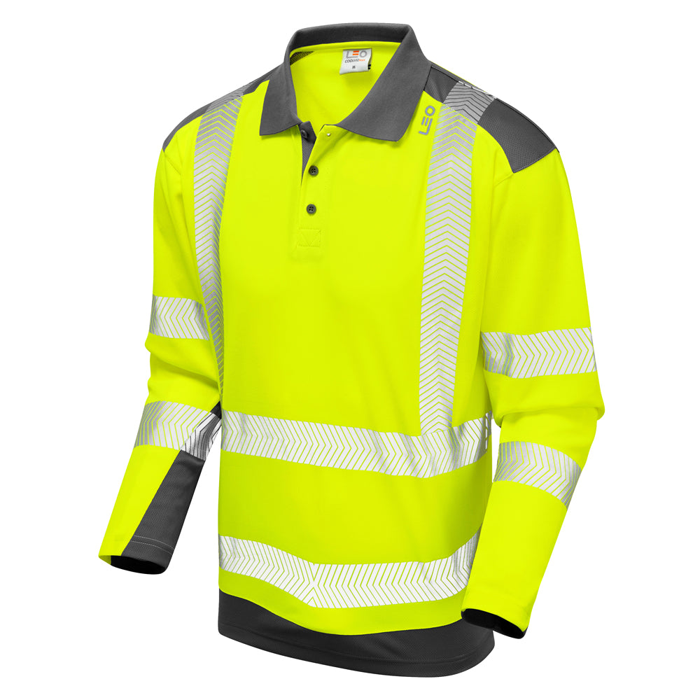Leo EcoViz Performance+ Dual Colour Polo Shirt - Yellow/Grey