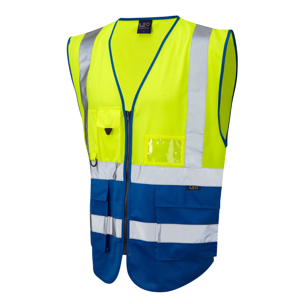 Leo EcoViz Superior Hi-Vis Waistcoat - Yellow/Royal