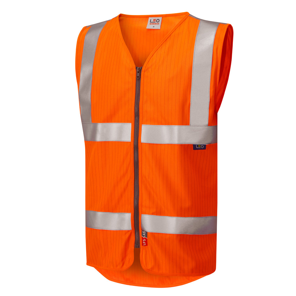 Leo EcoViz LFS/AS Zip Waistcoat (EN 14116 & EN 1149) - Orange