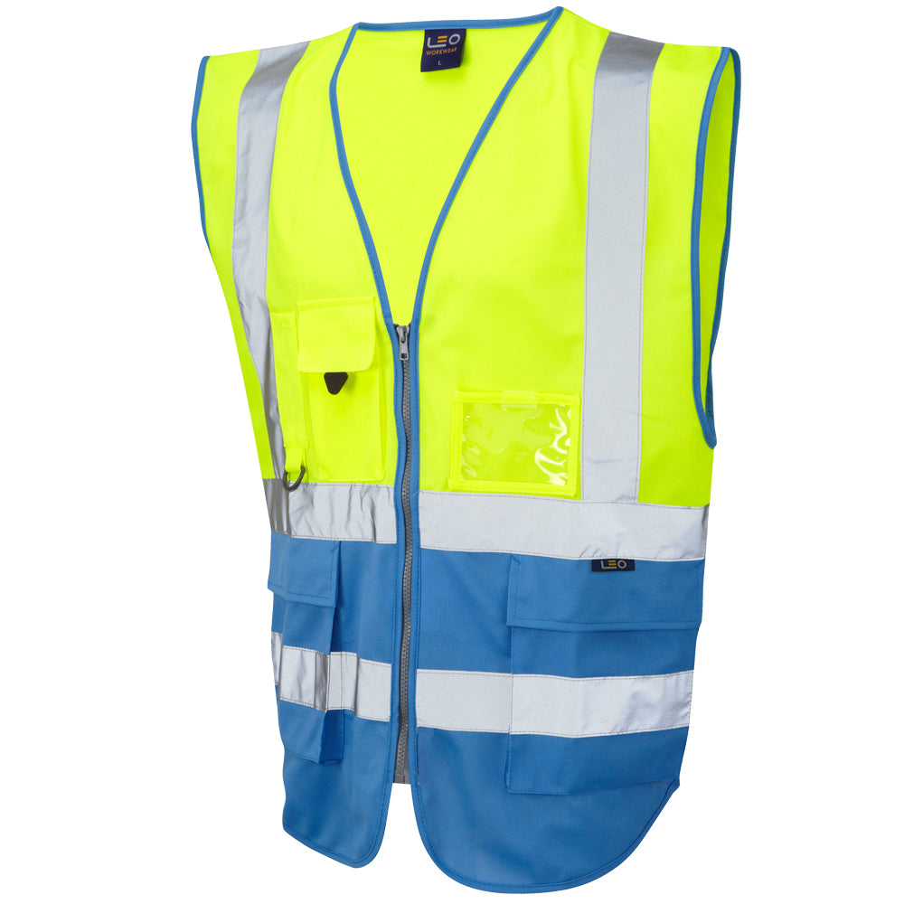 Leo EcoViz Superior Waistcoat - Yellow/Deep Sky Blue