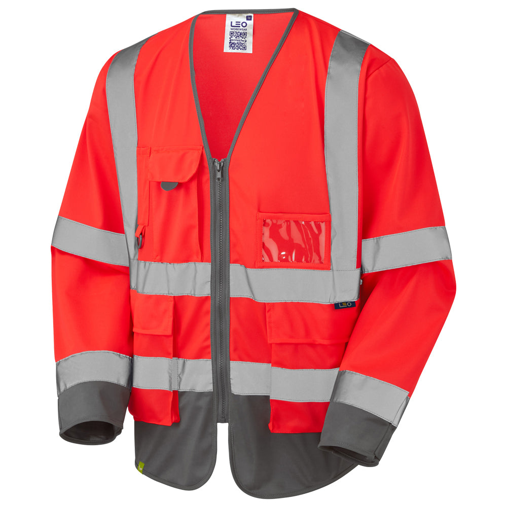 Leo EcoViz Superior Sleeved Waistcoat - Red/Grey
