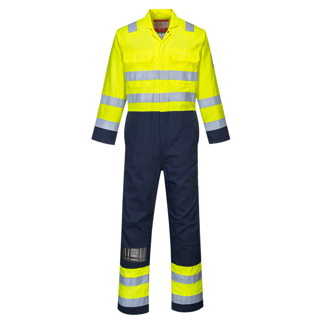 Portwest Bizflame Work Hi-Vis Anti-Static Coverall - Yellow/Navy