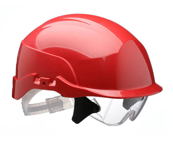 Centurion Spectrum Safety Helmet Red With Integrated Eye Protection - Red