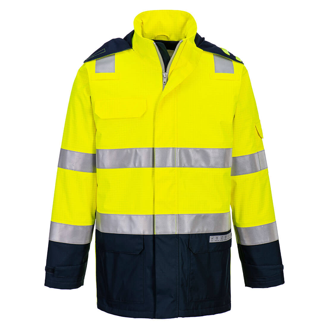 Portwest Bizflame Rain+ Hi-Vis Light Arc Jacket - Yellow/Navy
