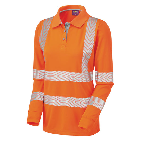 Leo EcoViz Performance+ Womens Sleeved Polo Shirt - Orange