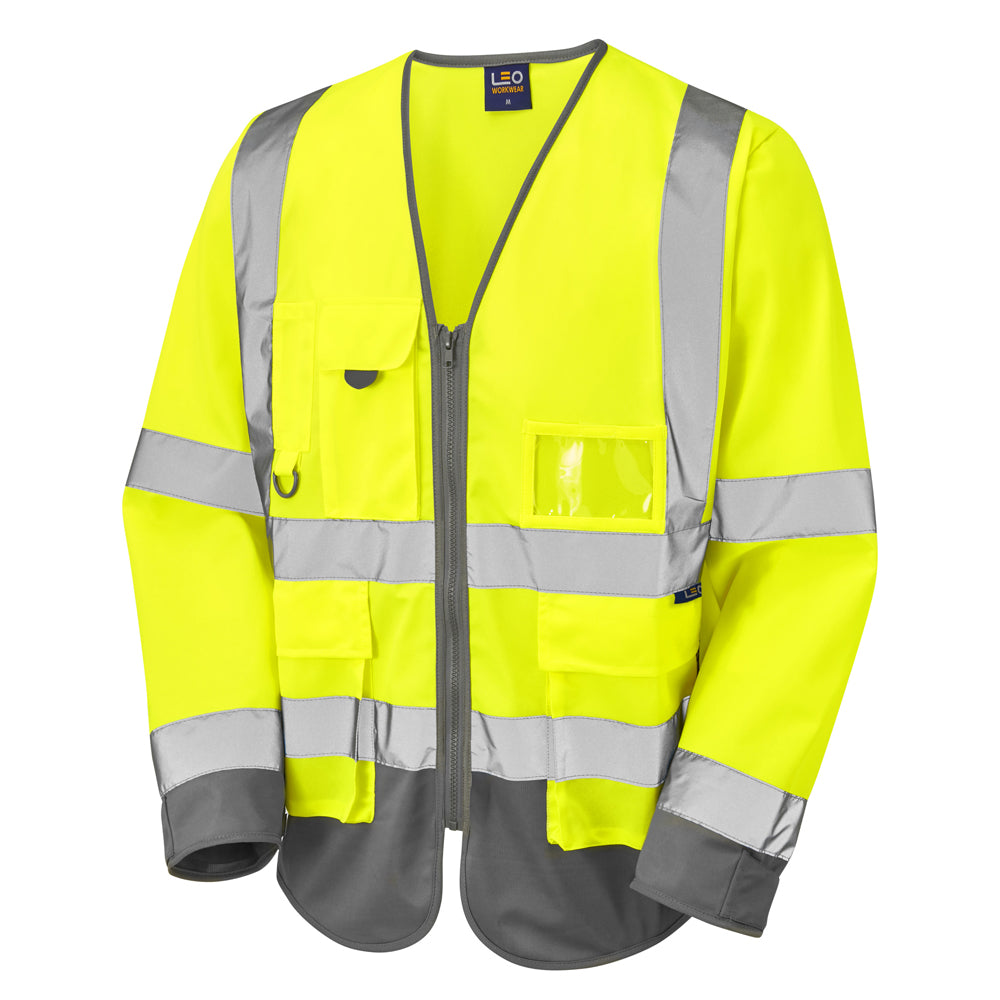 Leo EcoViz Superior Sleeved Waistcoat - Yellow/Grey