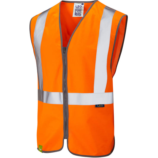 Leo EcoViz Rail Zip Waistcoat - Orange