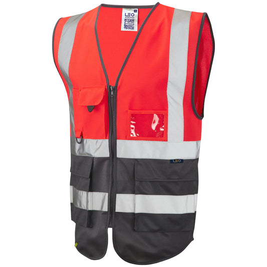 Leo EcoViz Superior Waistcoat - Red/Grey