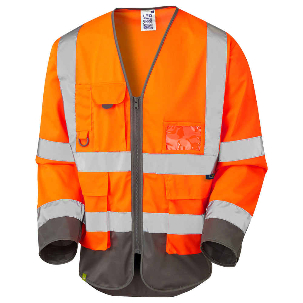 Leo EcoViz Superior Sleeved Waistcoat - Orange/Grey