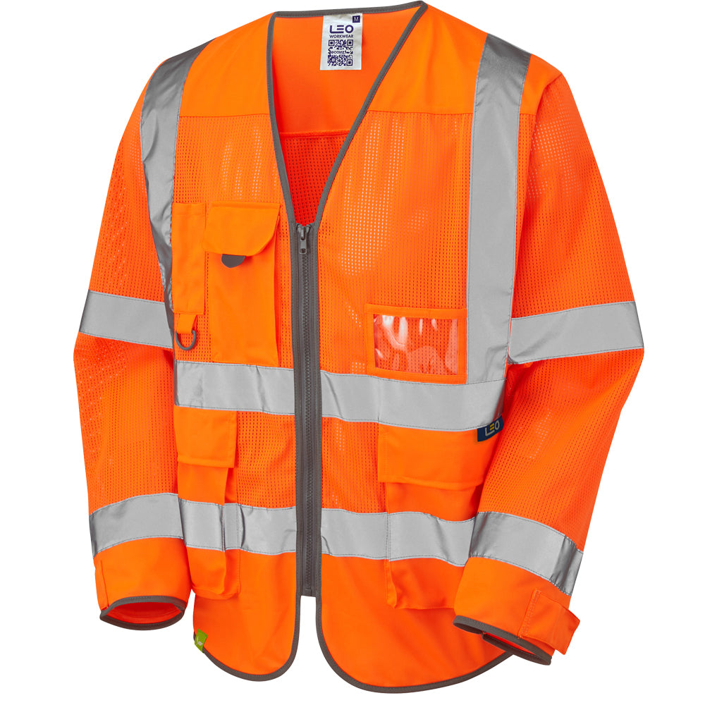 Leo EcoViz Mesh Sleeved Superior Waistcoat - Orange