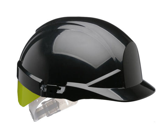 Centurion Reflex Black Slip Ratchet Helmet With Bright Yellow Flash - Black