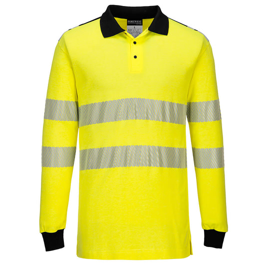 Portwest PW3 Flame Resistant Hi-Vis Polo Shirt - Yellow/Black